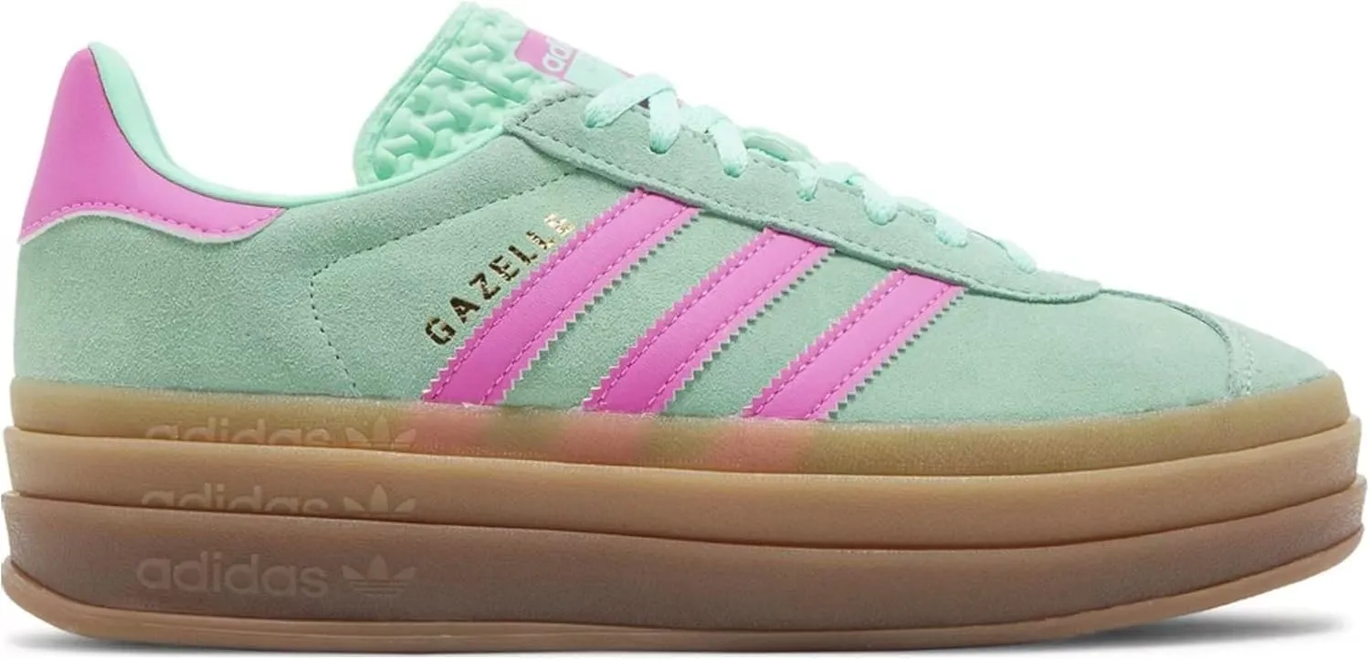 Adidas Gazelle Bold J Big Kid Sneaker (Clear Mint Flash Pink, 6)