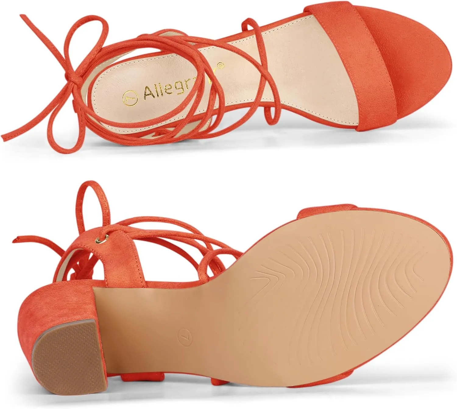 Allegra K Women's Clear Strap Block Heels Lace Up Heels Sandals