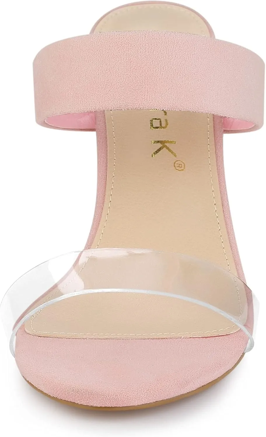 Allegra K Women's Dual Clear Strap Block Heels Slides Sandals