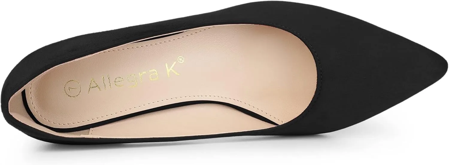 Allegra K Women's Pointy Toe Slip On Wedges Heels Pumps