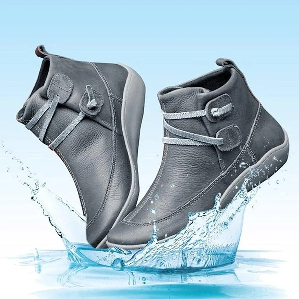 Ankle Booties for Women Flat Heel,Womens Ankle Boots Fashion Lace Up Side Zip Vintage Booties Low Heel Arch Support