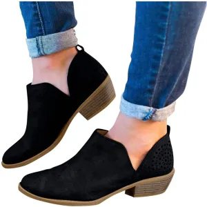 Ankle Booties for Women Low Heel,Rhinestone Ankle Booties Comfy Short Boots Chunky Block Western Shoes
