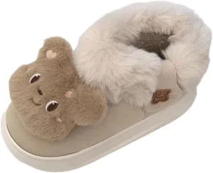 Bear Platform Boots Women's Snow Boots Chunky Winter Shoes Aesthetic Cute Cartoon Thick Sole Kawaii Plush Fuzzy Fluffy