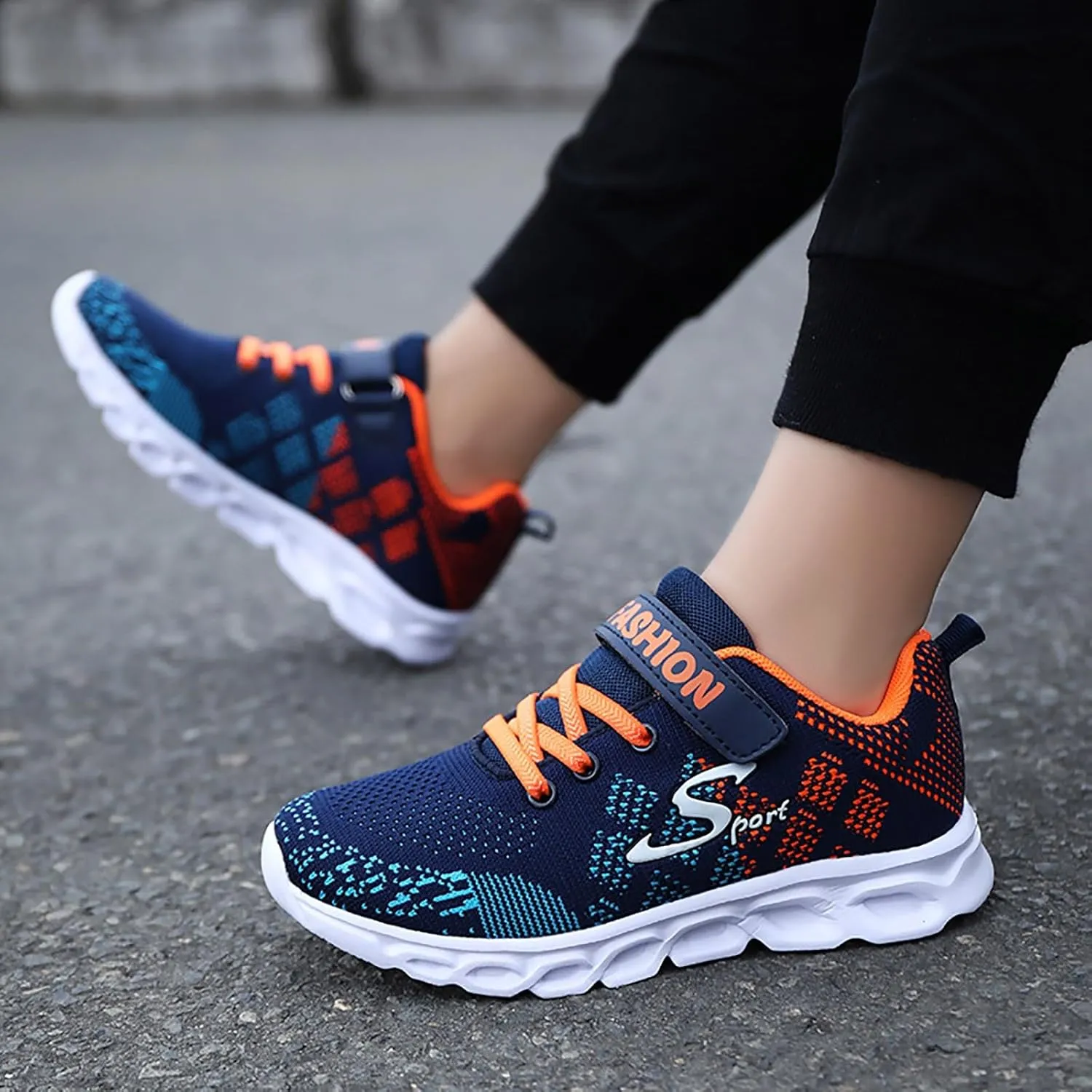 Boy's Casual Wide Sporty Shoes Tennis Kids Athletic Breathable Running Lightweight Sneakers Mesh Footwear Boys