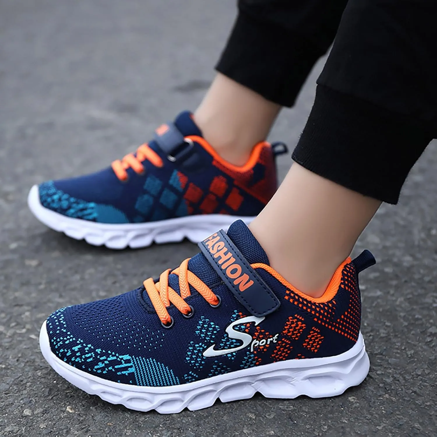 Boy's Casual Wide Sporty Shoes Tennis Kids Athletic Breathable Running Lightweight Sneakers Mesh Footwear Boys