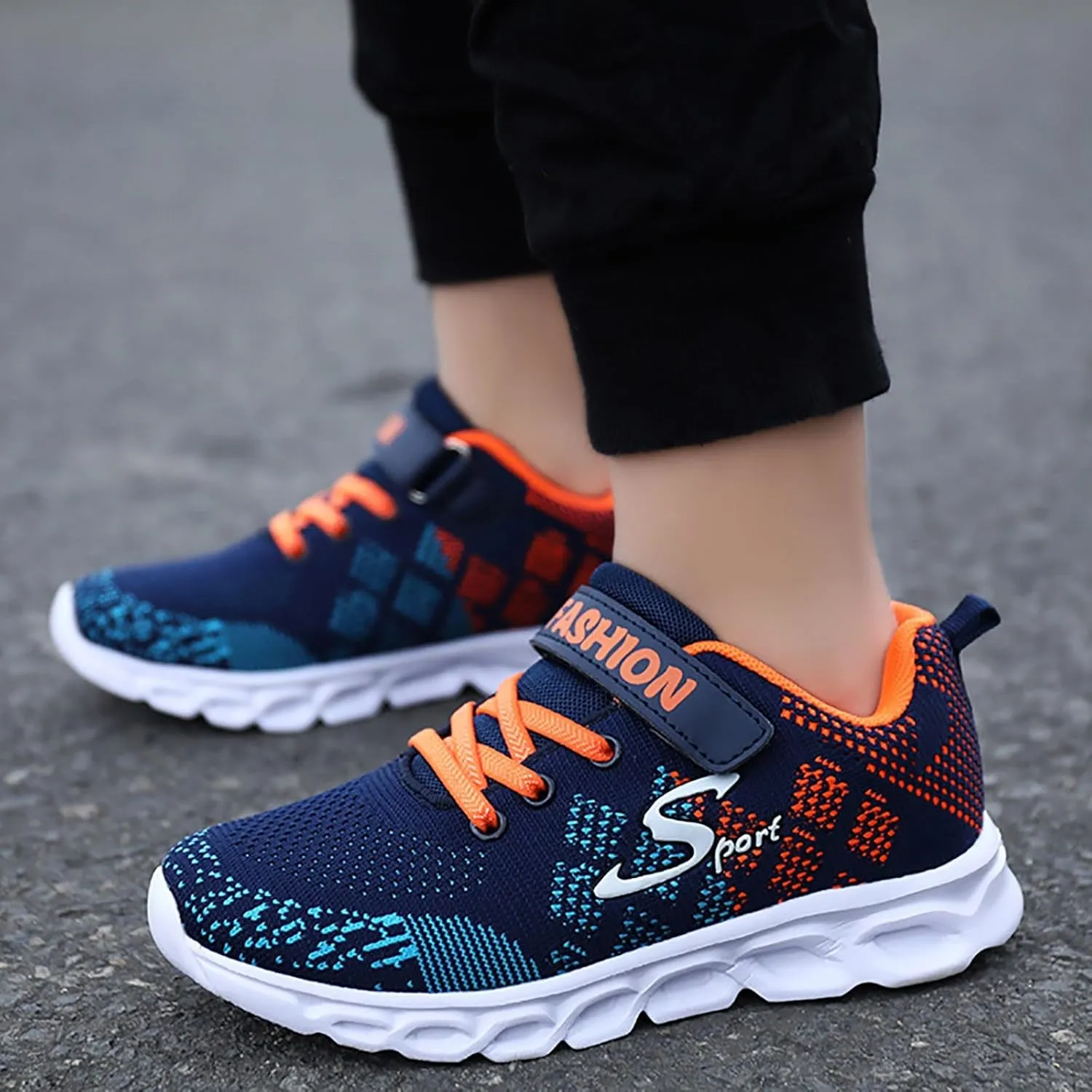 Boy's Casual Wide Sporty Shoes Tennis Kids Athletic Breathable Running Lightweight Sneakers Mesh Footwear Boys