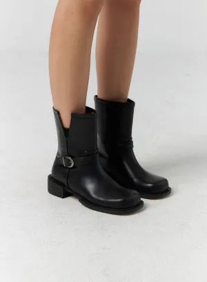 Buckle Faux Leather Boots CS308