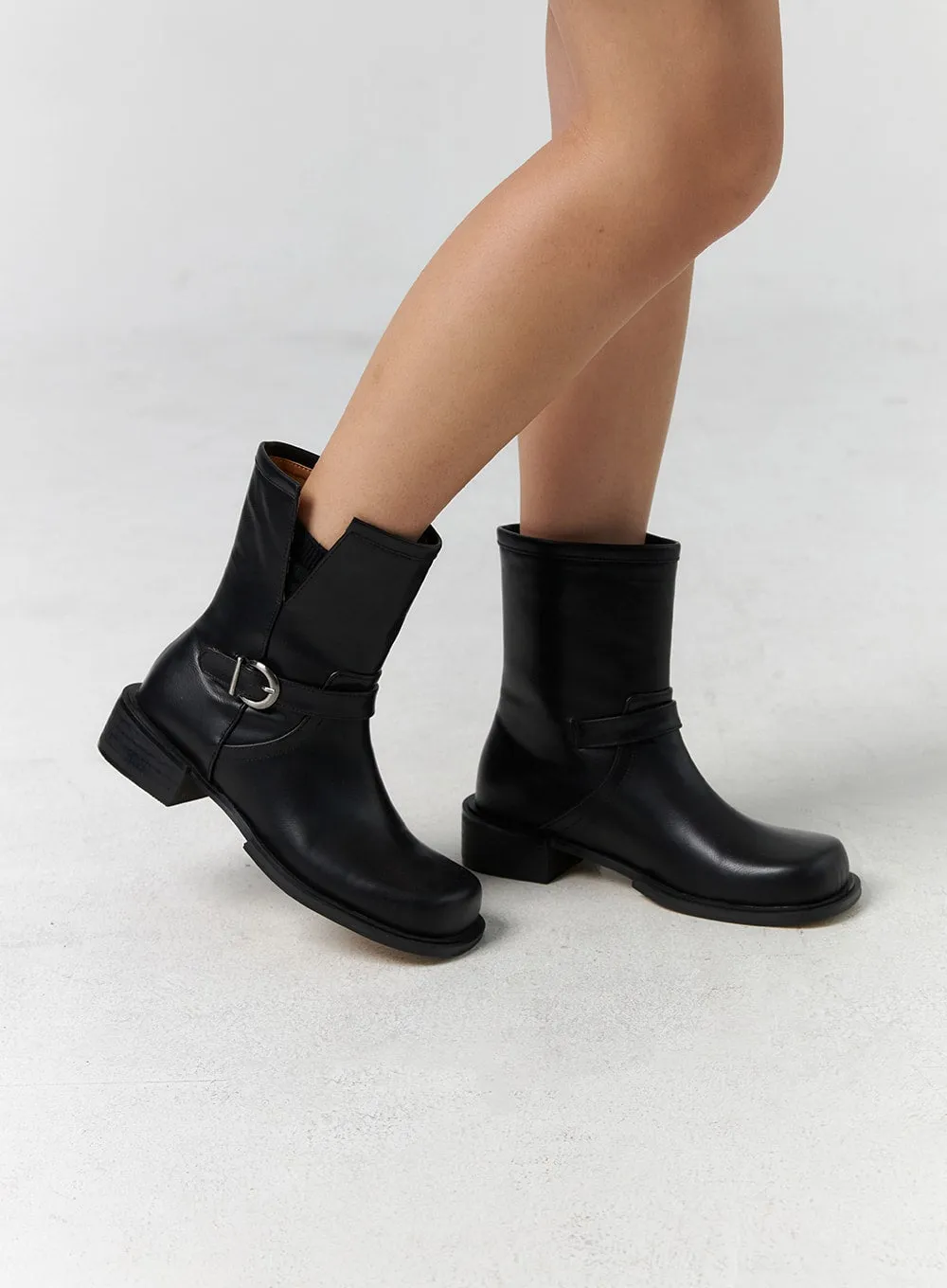 Buckle Faux Leather Boots CS308