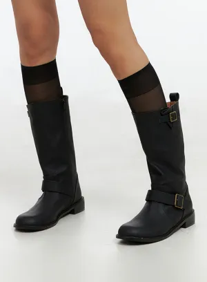 Buckle Faux Leather Boots IL419