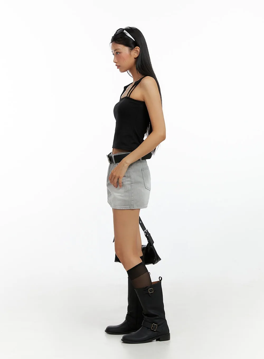 Buckle Faux Leather Boots IL419