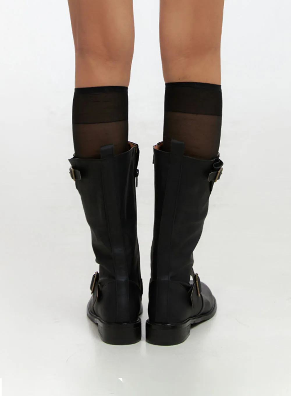 Buckle Faux Leather Boots IL419