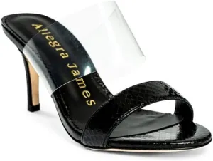 Chelsea Mid Heel Sandals for Women, Slip-On Heeled Sandals with Clear Strap with real Embossed Leather, Stylish Open Toe Heels for Parties, Weddings, and Everyday Wear