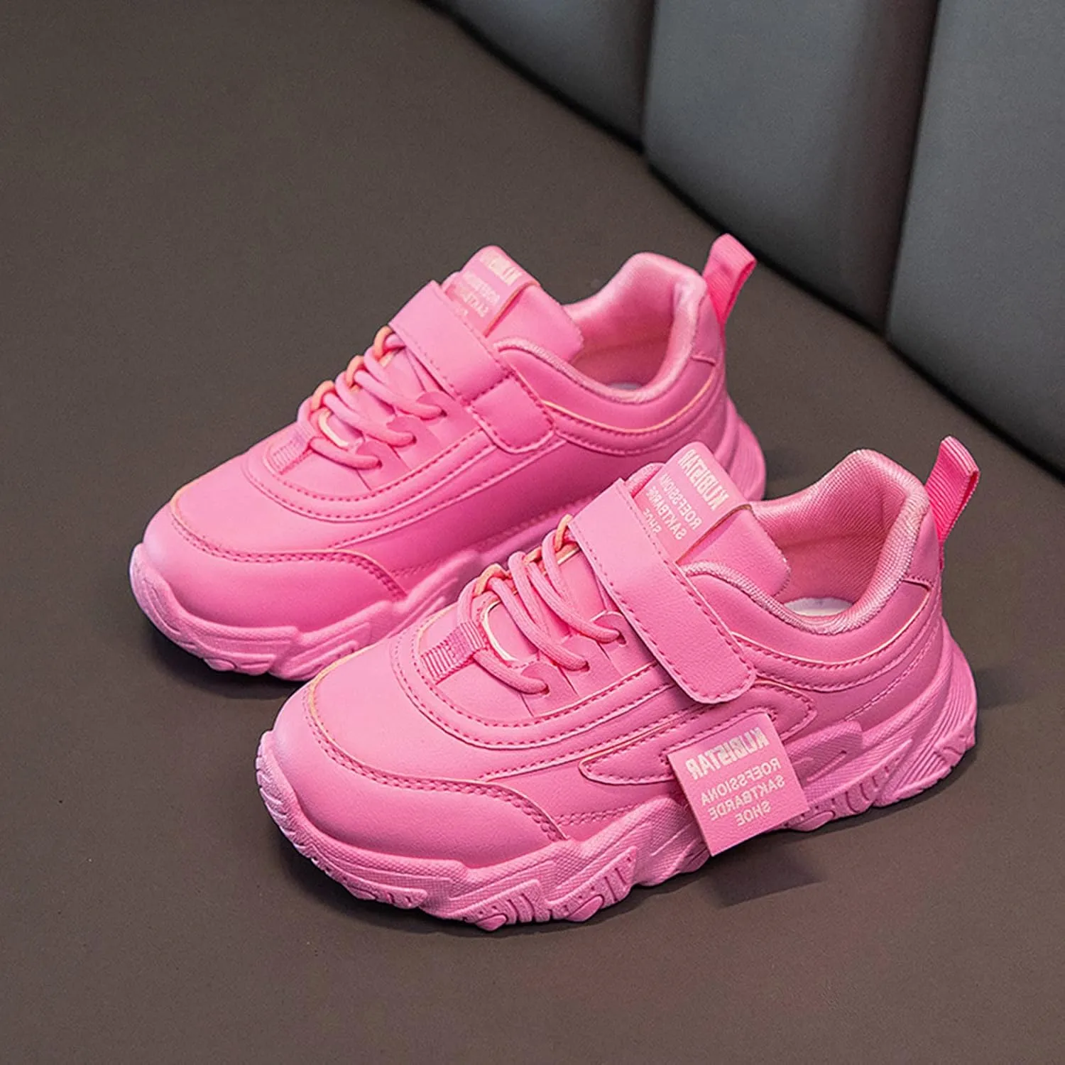 Children Toddler Boys Girls Sneakers Casual Comfortable Thick Sole Non Slip Lace Up Hook Loop Walking Tennis Shoes