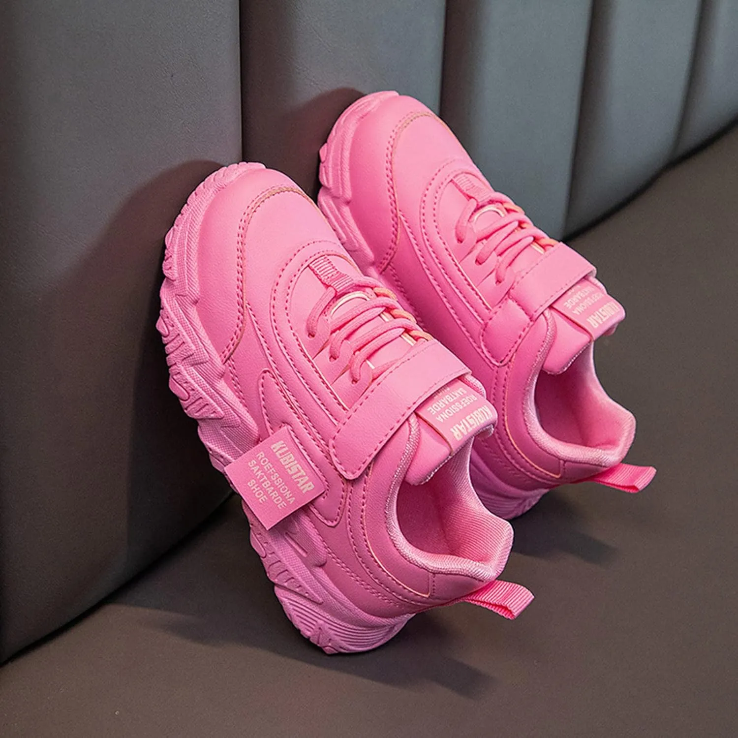 Children Toddler Boys Girls Sneakers Casual Comfortable Thick Sole Non Slip Lace Up Hook Loop Walking Tennis Shoes