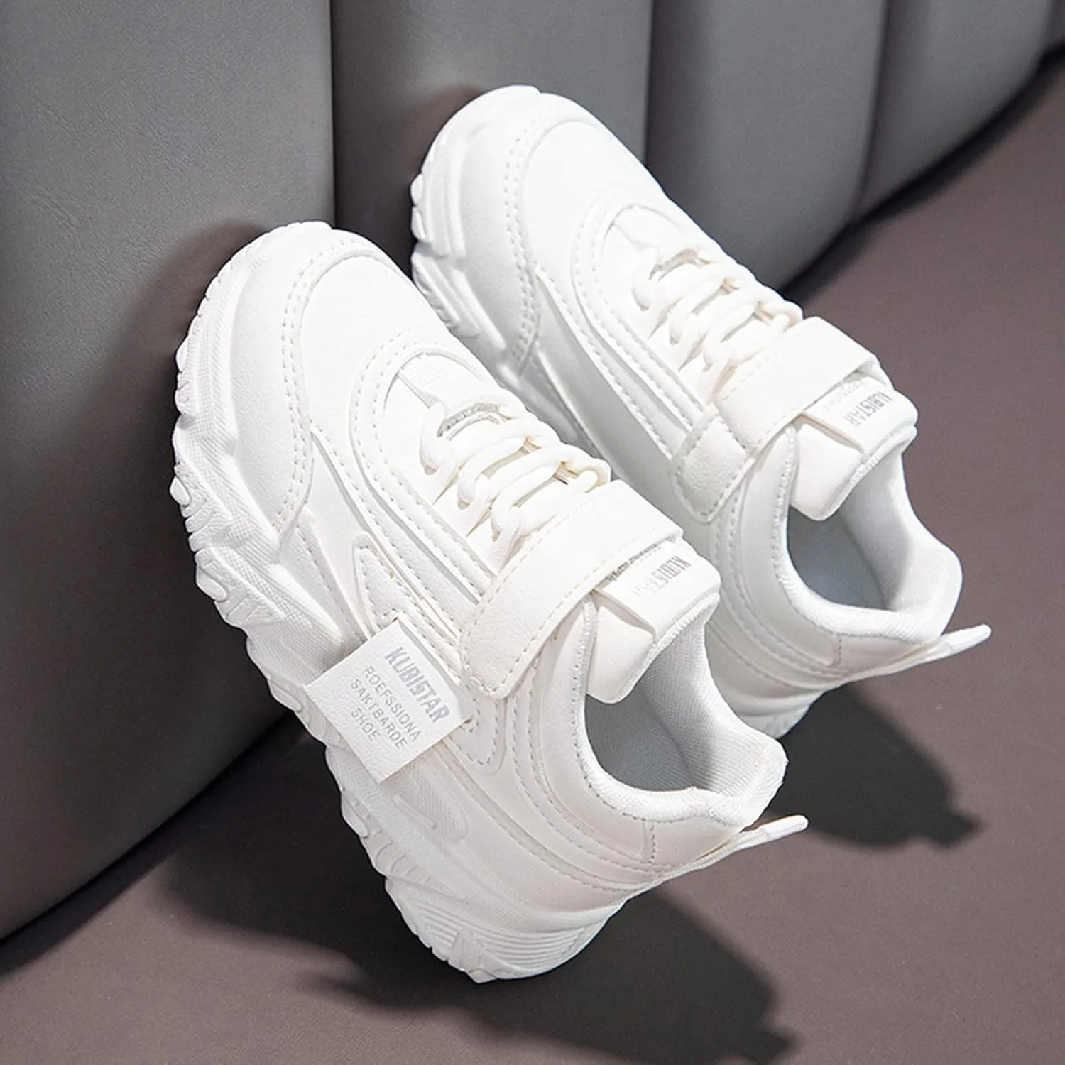 Children Toddler Boys Girls Sneakers Casual Comfortable Thick Sole Non Slip Lace Up Hook Loop Walking Tennis Shoes