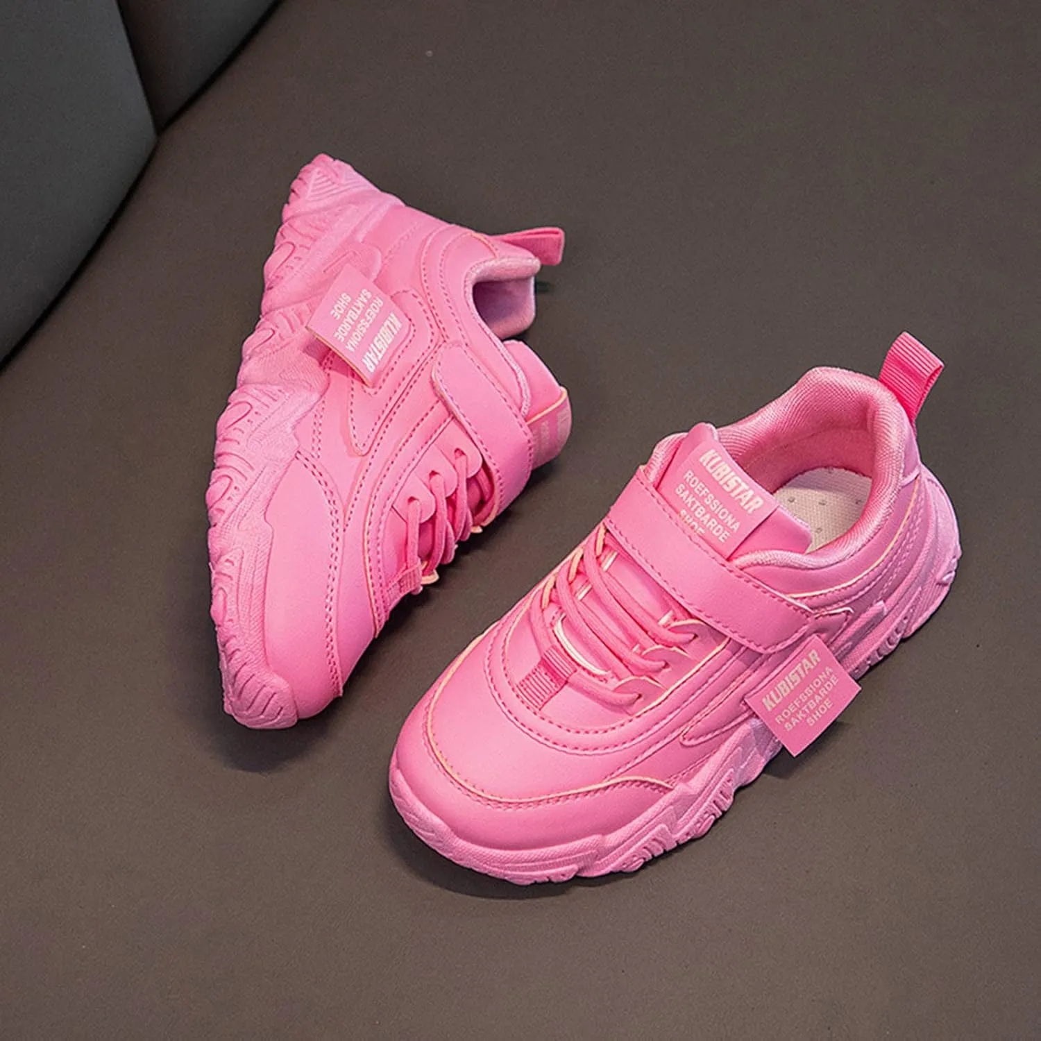 Children Toddler Boys Girls Sneakers Casual Comfortable Thick Sole Non Slip Lace Up Hook Loop Walking Tennis Shoes