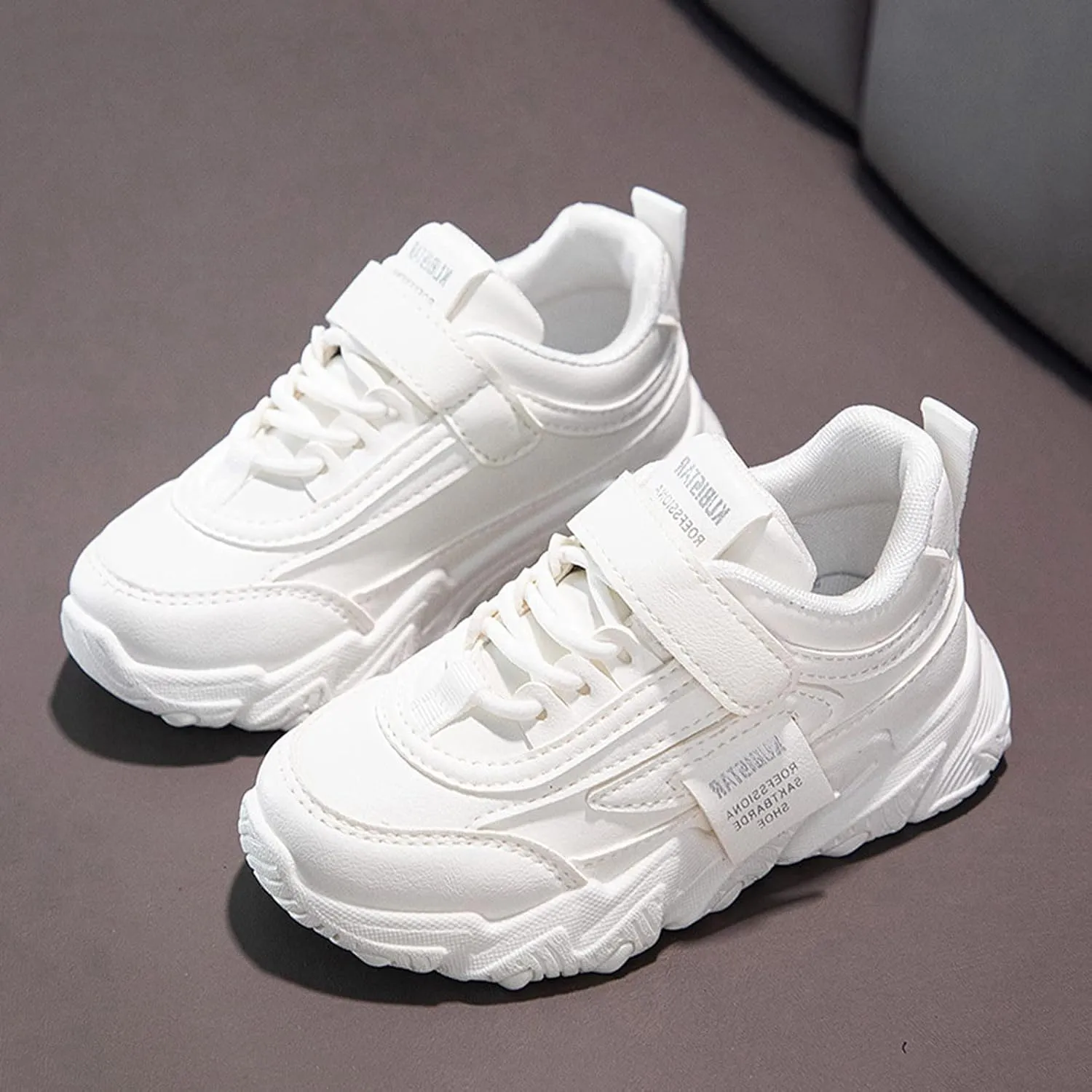 Children Toddler Boys Girls Sneakers Casual Comfortable Thick Sole Non Slip Lace Up Hook Loop Walking Tennis Shoes