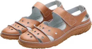 Closed Toe Sandals for Women Breathable Comfy Adjustable Walking Shoes Sporty Flats Travel Non Slip Cutout Cushioned Footwear