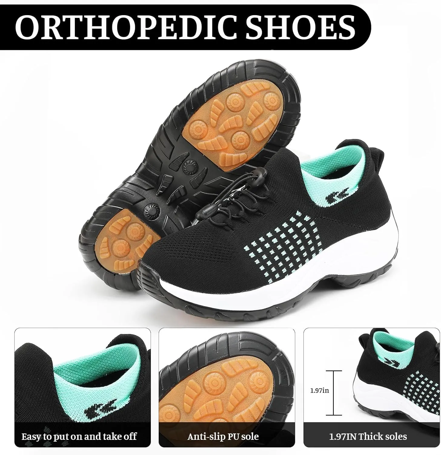 Comfort Wear Orthowear Shoes for Women Men, Breathable Orthopedic Sneakers, Comfortwear Ortho Shoes, Women Plantar Fasciitis Shoe, Air Cushion Slip-On Orthopedic Diabetic Walking Sneaker Thick Bottom