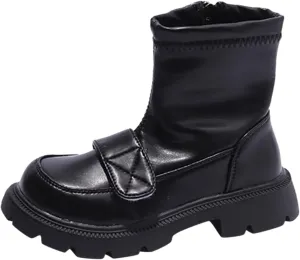 Comfortable Shoes for Baby Fashion Winter Children Boots Boys And Girls Ankle Boots Thick Sole (Black, 13 Little Child)