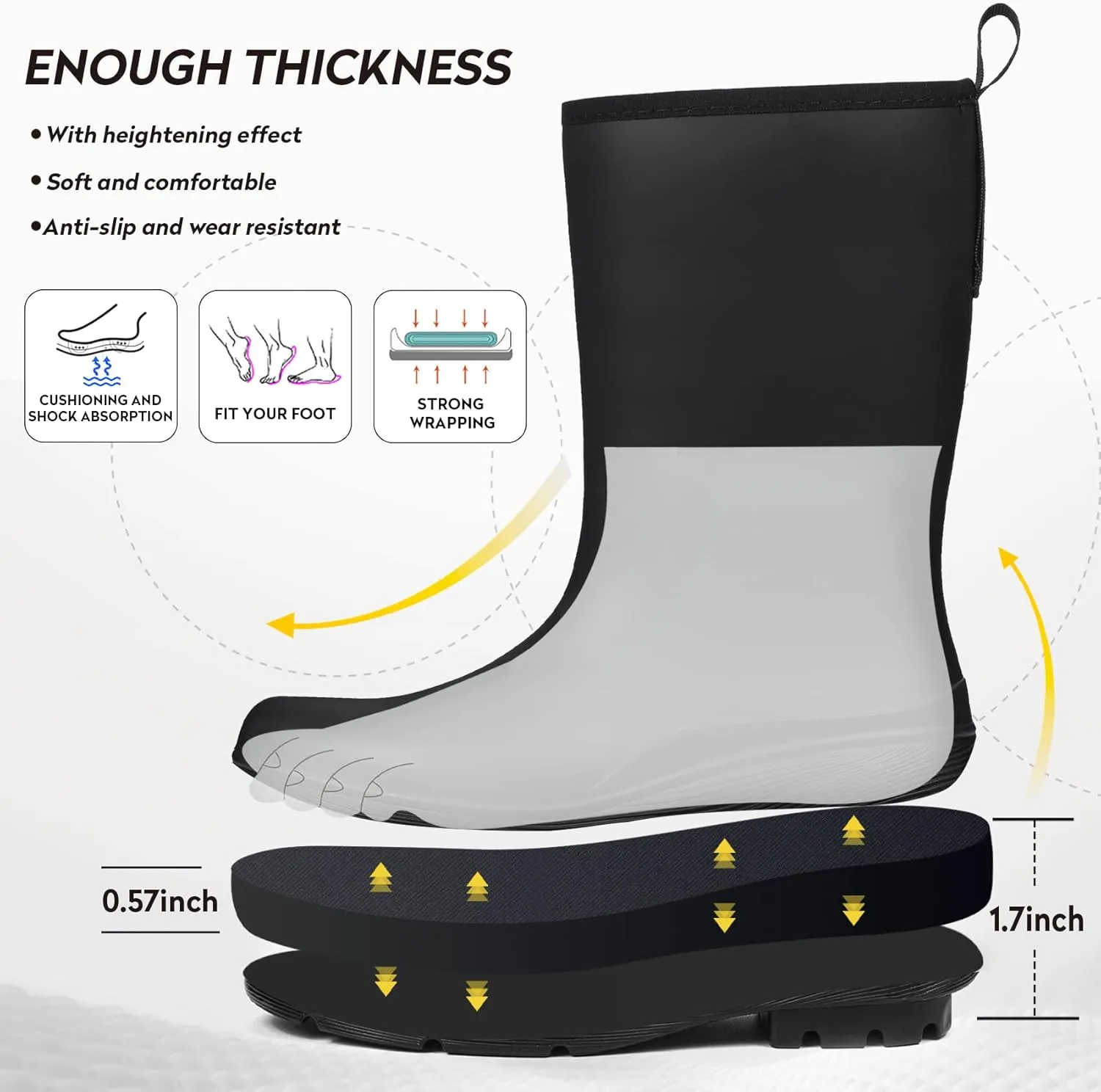 DKSUKO Women's Mid Calf Rain Boots Thick Sole Garden Boots Waterproof Knee-high Boots