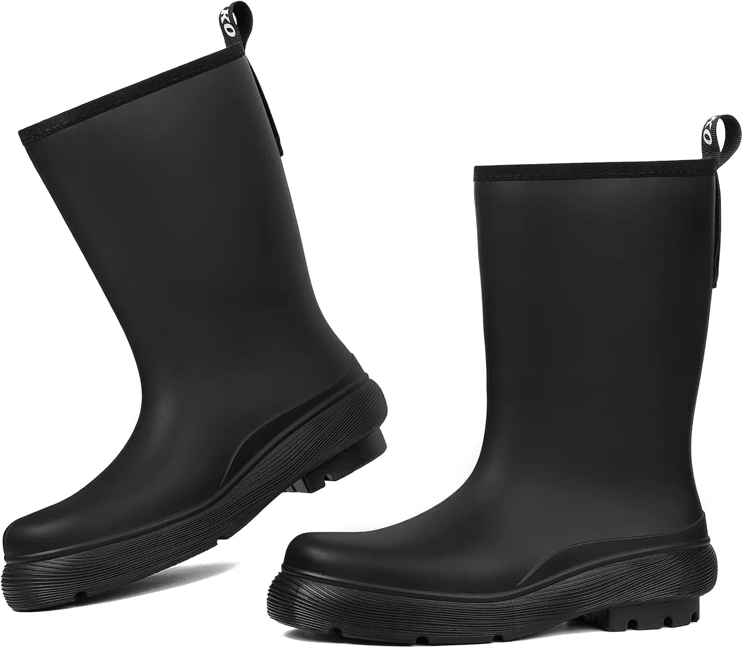 DKSUKO Women's Mid Calf Rain Boots Thick Sole Garden Boots Waterproof Knee-high Boots