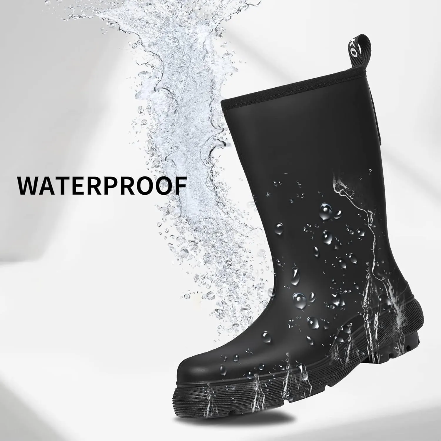 DKSUKO Women's Mid Calf Rain Boots Thick Sole Garden Boots Waterproof Knee-high Boots