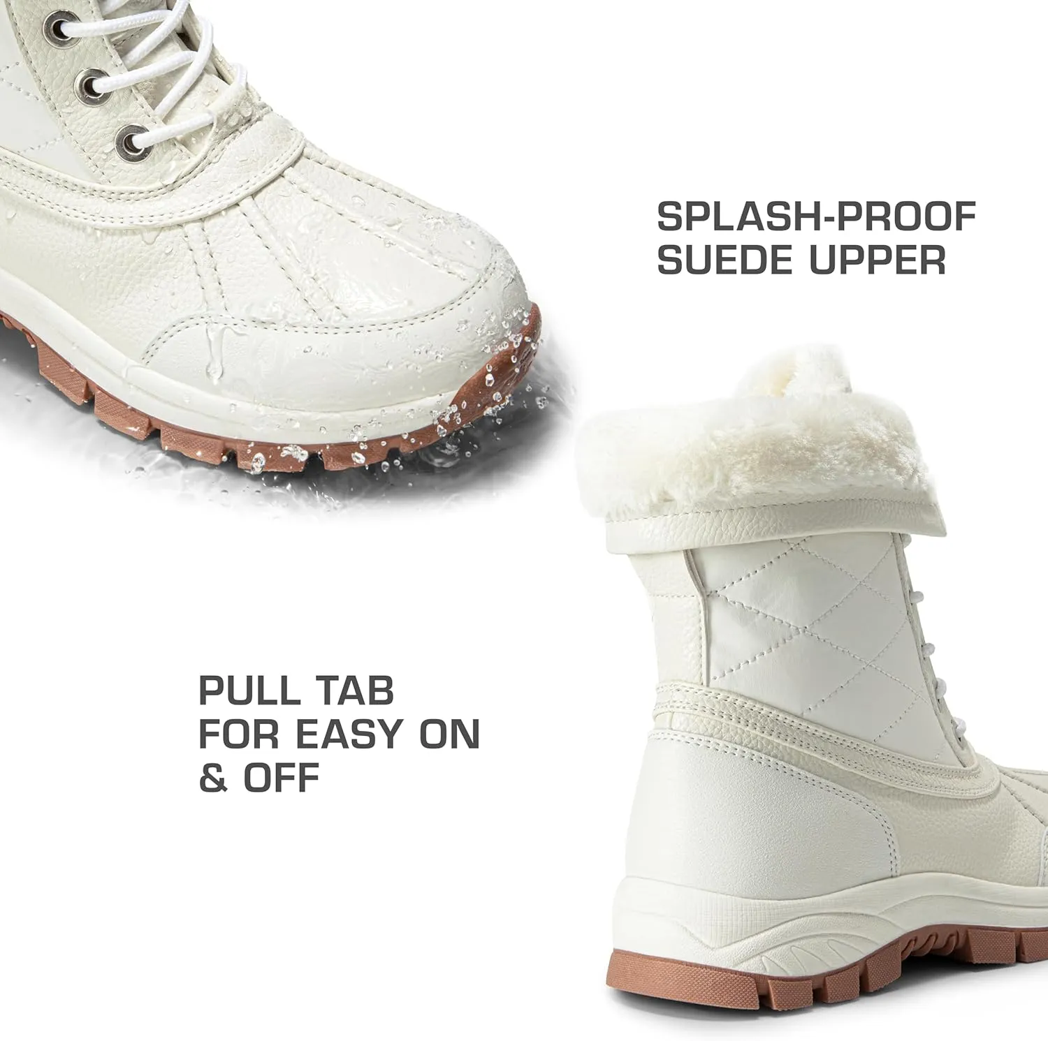 DREAM PAIRS Snow Boots for Women Waterproof Mid Calf Lace Up Duck Boots Warm Faux Fur FuzzyGo Bold Winter Boots for Outdoor
