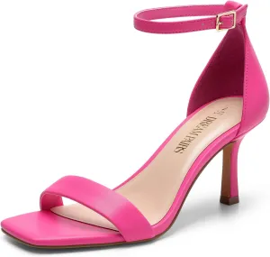 DREAM PAIRS Women's High Stilettos Open Square Toe Ankle Strap Heels Sexy Fashion Comfort Dress Shoes Wedding Bridal Pumps Heeled Sandals