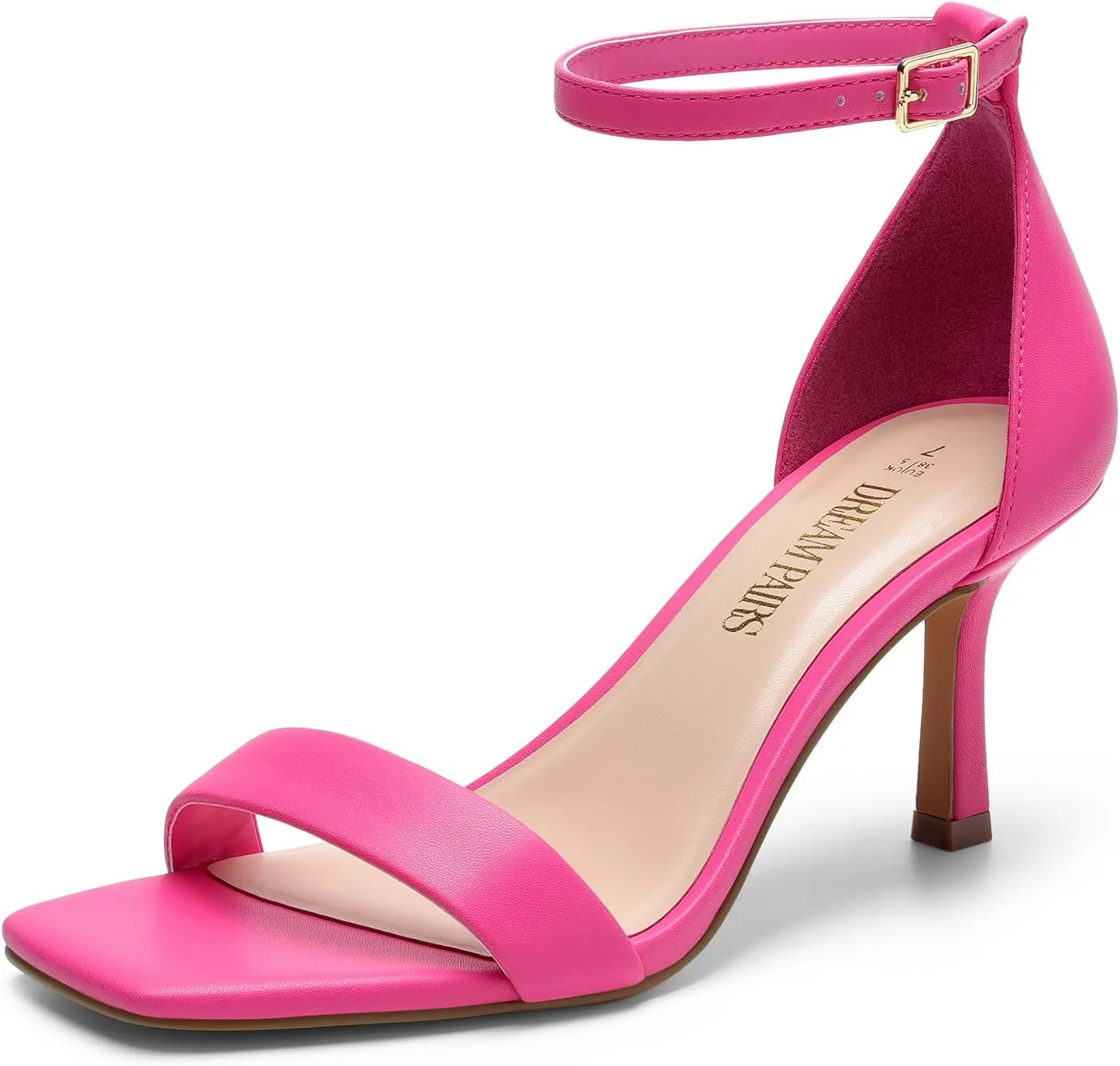 DREAM PAIRS Women's High Stilettos Open Square Toe Ankle Strap Heels Sexy Fashion Comfort Dress Shoes Wedding Bridal Pumps Heeled Sandals