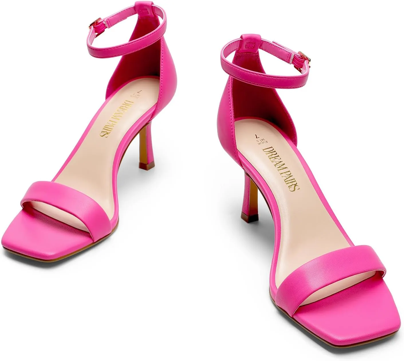 DREAM PAIRS Women's High Stilettos Open Square Toe Ankle Strap Heels Sexy Fashion Comfort Dress Shoes Wedding Bridal Pumps Heeled Sandals