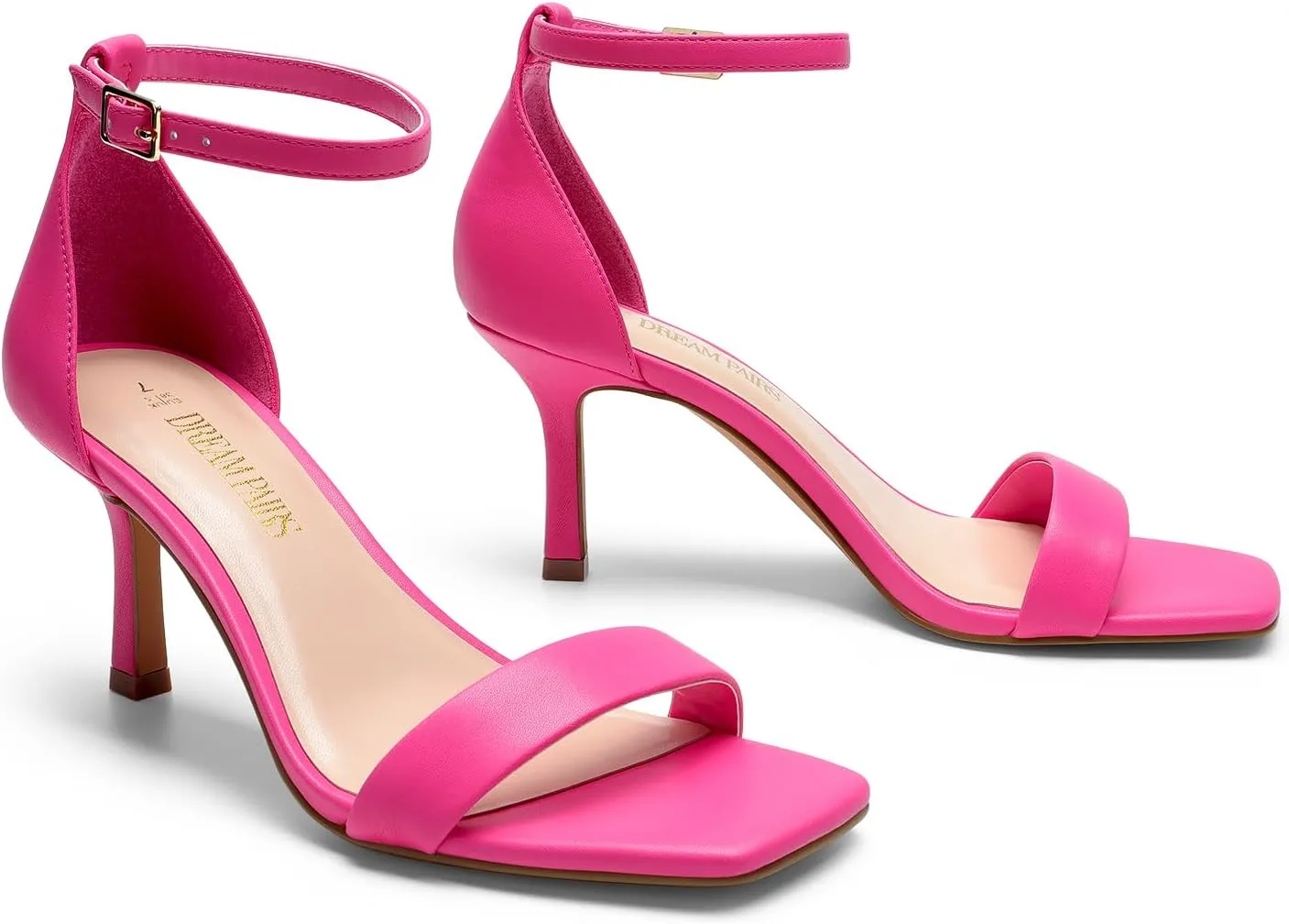 DREAM PAIRS Women's High Stilettos Open Square Toe Ankle Strap Heels Sexy Fashion Comfort Dress Shoes Wedding Bridal Pumps Heeled Sandals