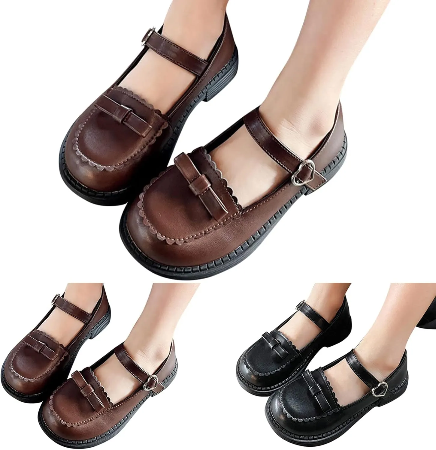 Fashion Spring and Summer Children Casual Shoes Girls Flat Sole Thick Sole Solid Bowknot Buckle Party Shoes for Kids