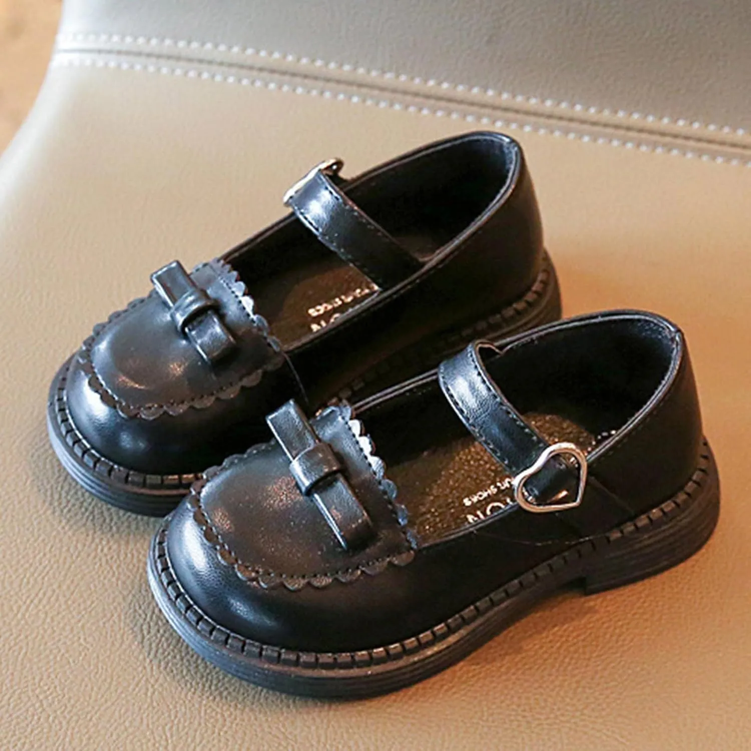 Fashion Spring and Summer Children Casual Shoes Girls Flat Sole Thick Sole Solid Bowknot Buckle Party Shoes for Kids