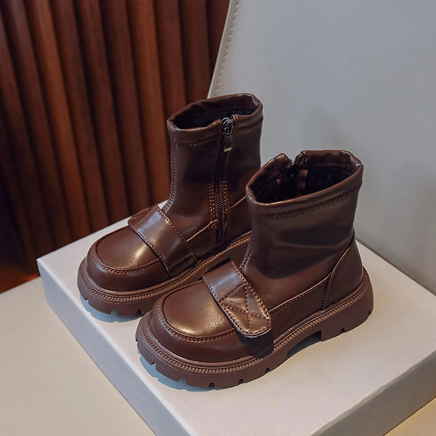 Fashionable Winter Children Boots Boys and Girls Ankle Boots Thick Sole Non Slip Plush Warm Boots Size 5 Kids