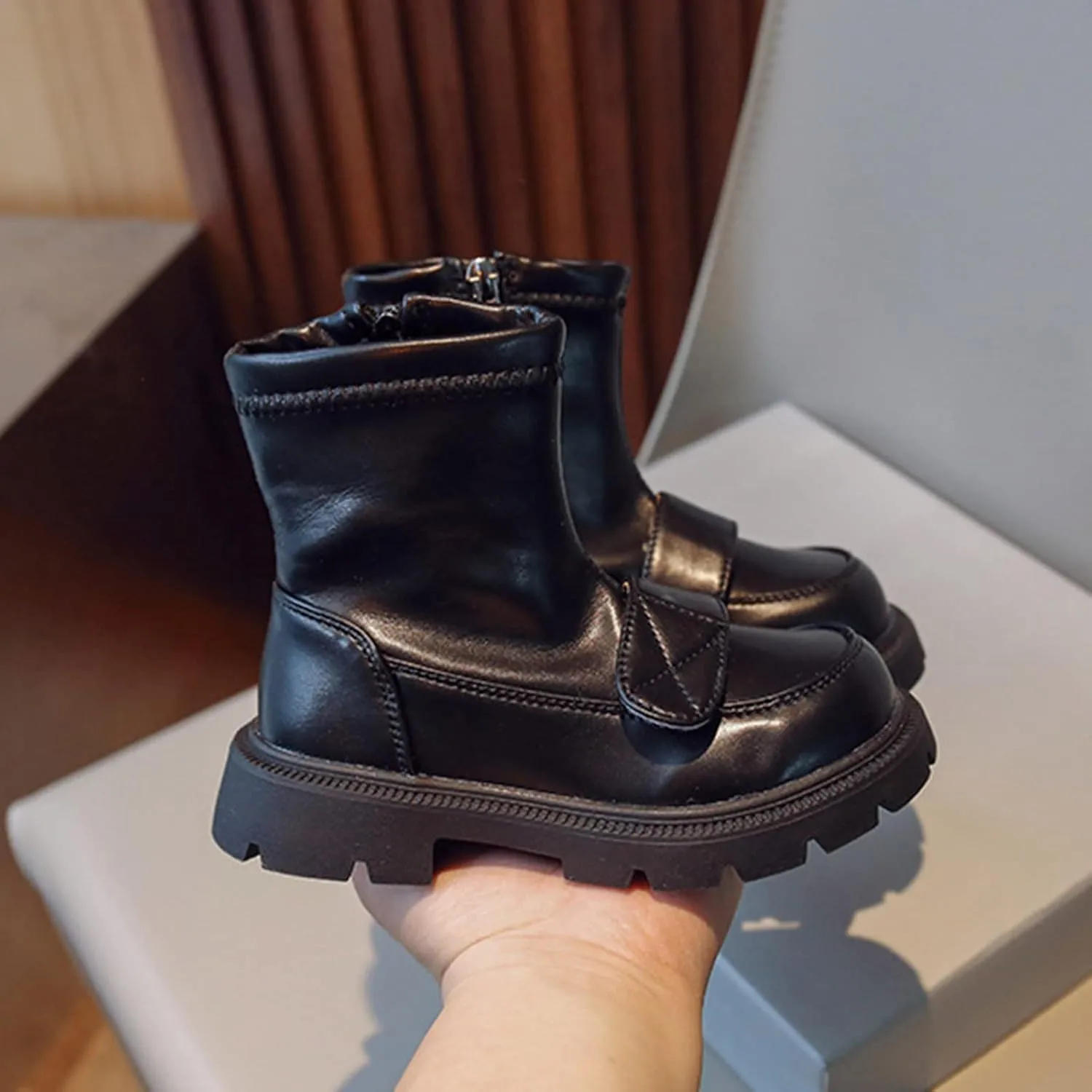 Fashionable Winter Children Boots Boys and Girls Ankle Boots Thick Sole Non Slip Plush Warm Boots Size 5 Kids
