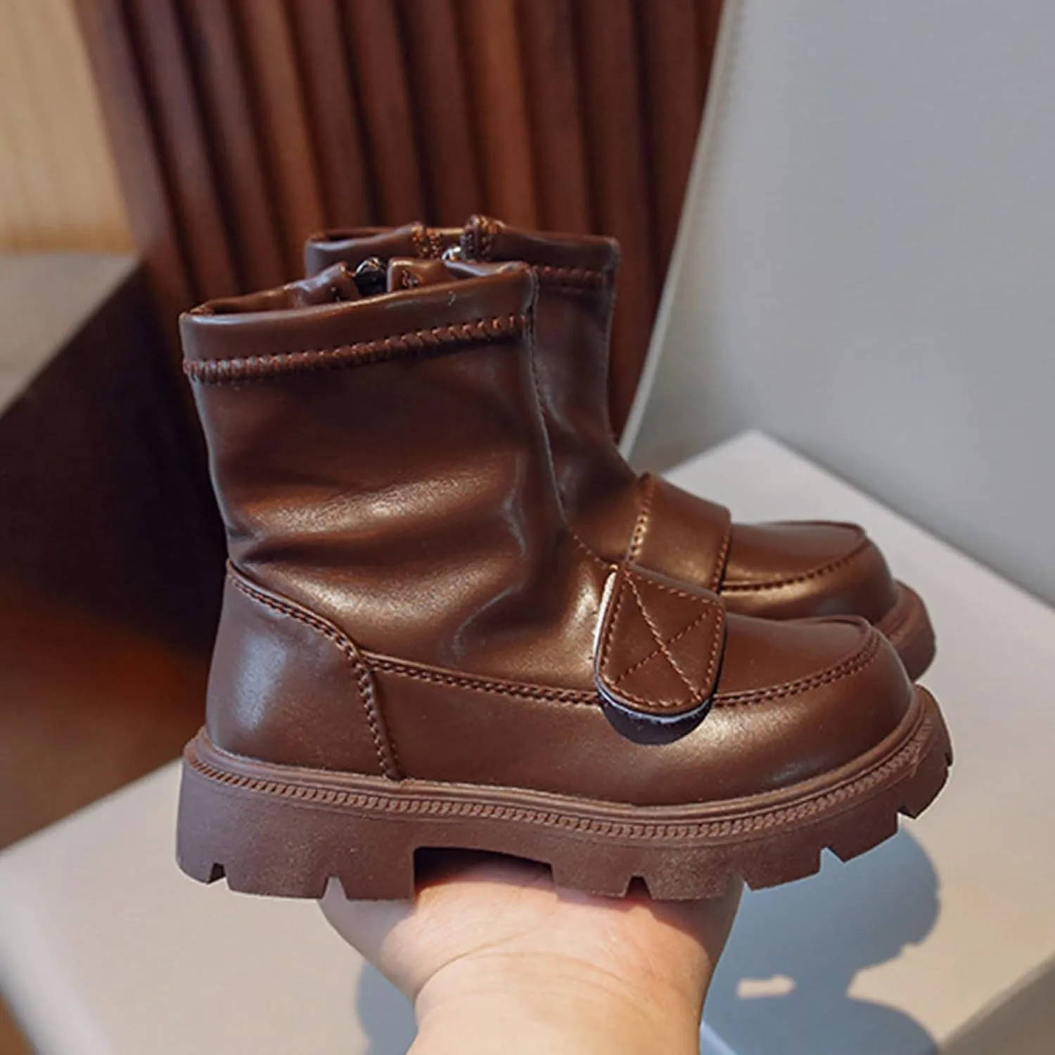 Fashionable Winter Children Boots Boys and Girls Ankle Boots Thick Sole Non Slip Plush Warm Boots Size 5 Kids