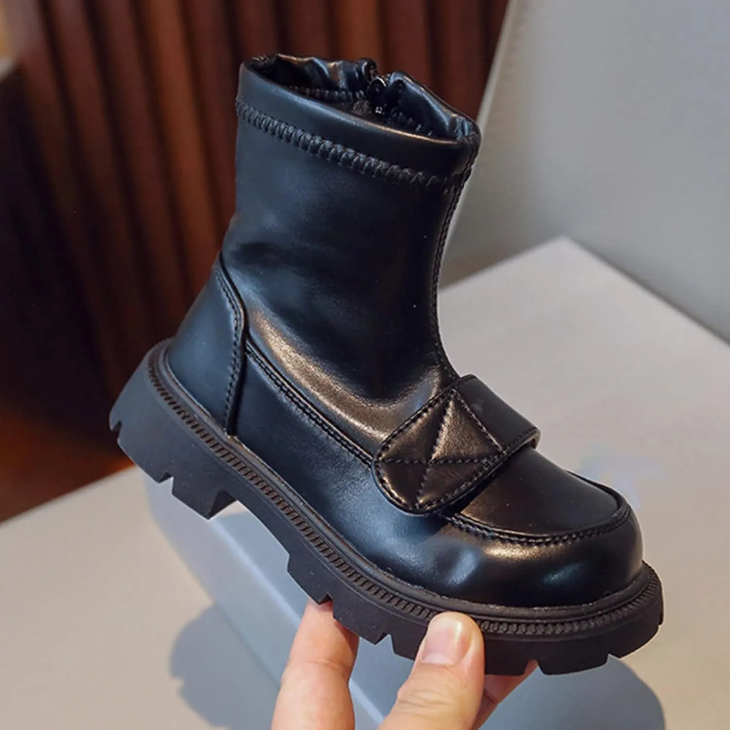 Fashionable Winter Children Boots Boys and Girls Ankle Boots Thick Sole Non Slip Plush Warm Boots Size 5 Kids