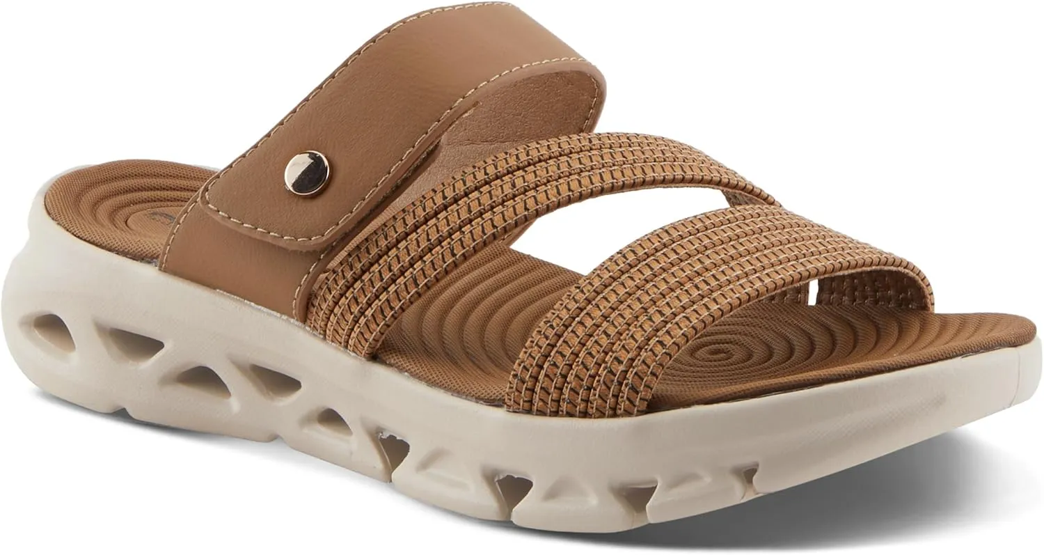 Flexus Women's GALVANESA Slides  Adjustable Hook and Loop Wedge Sandals with Anatomic Footbed and Sporty Outsole