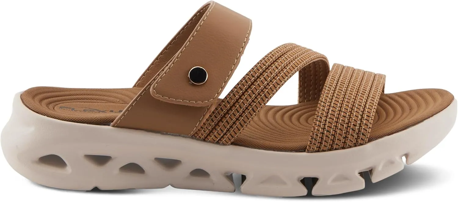 Flexus Women's GALVANESA Slides  Adjustable Hook and Loop Wedge Sandals with Anatomic Footbed and Sporty Outsole