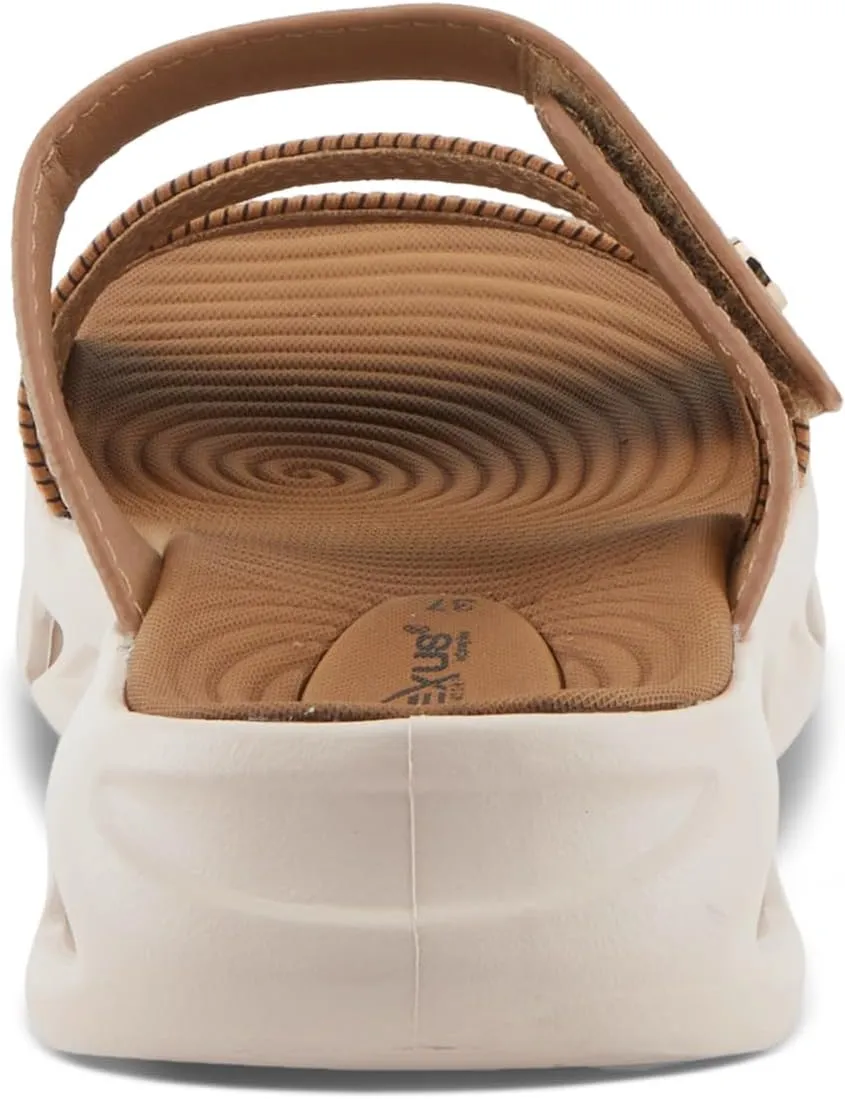 Flexus Women's GALVANESA Slides  Adjustable Hook and Loop Wedge Sandals with Anatomic Footbed and Sporty Outsole