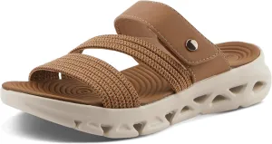 Flexus Women's GALVANESA Slides  Adjustable Hook and Loop Wedge Sandals with Anatomic Footbed and Sporty Outsole