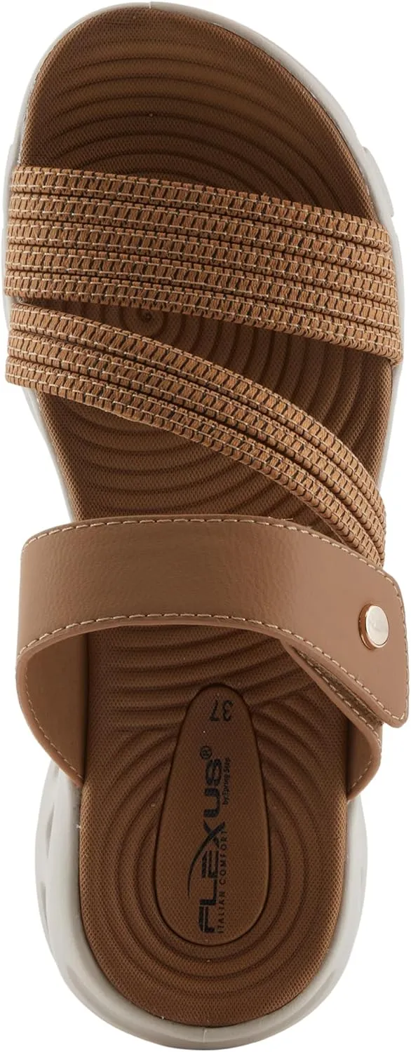 Flexus Women's GALVANESA Slides  Adjustable Hook and Loop Wedge Sandals with Anatomic Footbed and Sporty Outsole
