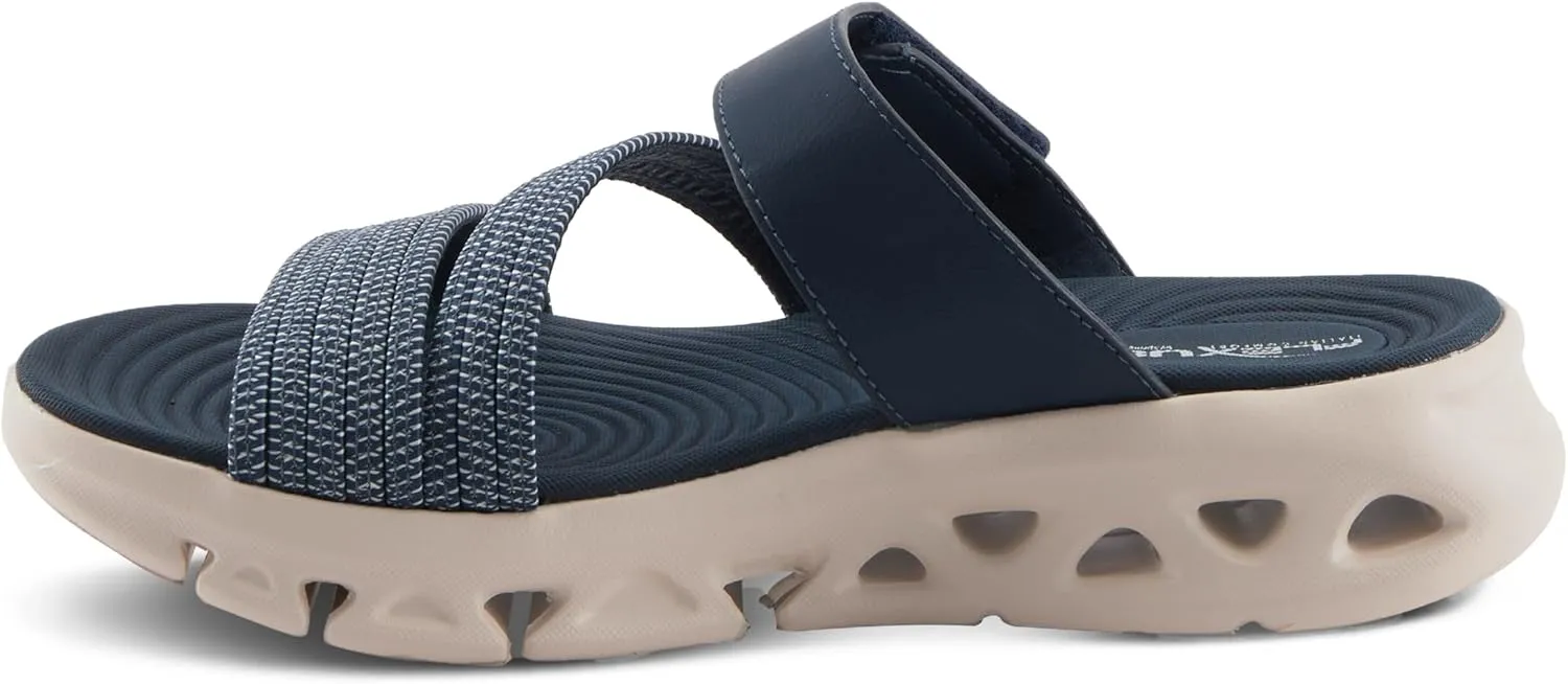Flexus Women's GALVANESA Slides  Adjustable Hook and Loop Wedge Sandals with Anatomic Footbed and Sporty Outsole