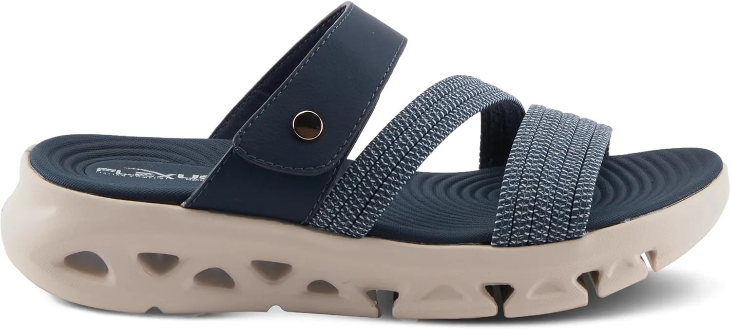 Flexus Women's GALVANESA Slides  Adjustable Hook and Loop Wedge Sandals with Anatomic Footbed and Sporty Outsole