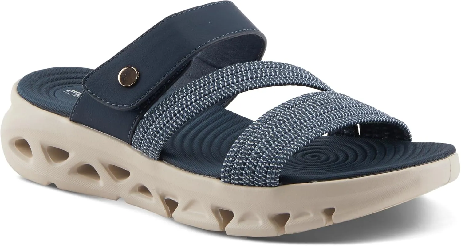 Flexus Women's GALVANESA Slides  Adjustable Hook and Loop Wedge Sandals with Anatomic Footbed and Sporty Outsole