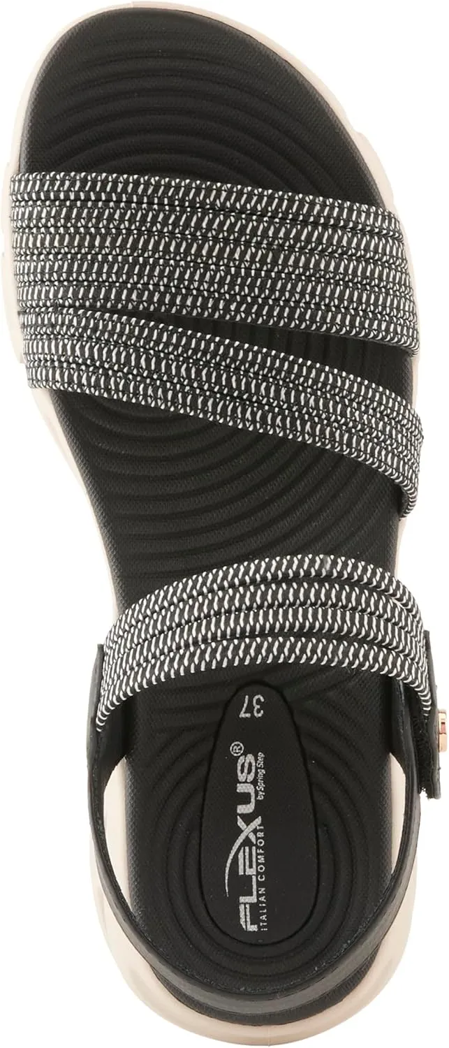 Flexus Women's GARLINA Ankle Strap Wedge Sandals  Adjustable Hook-and-Loop Closure with Anatomic Footbed and Sporty Outsole
