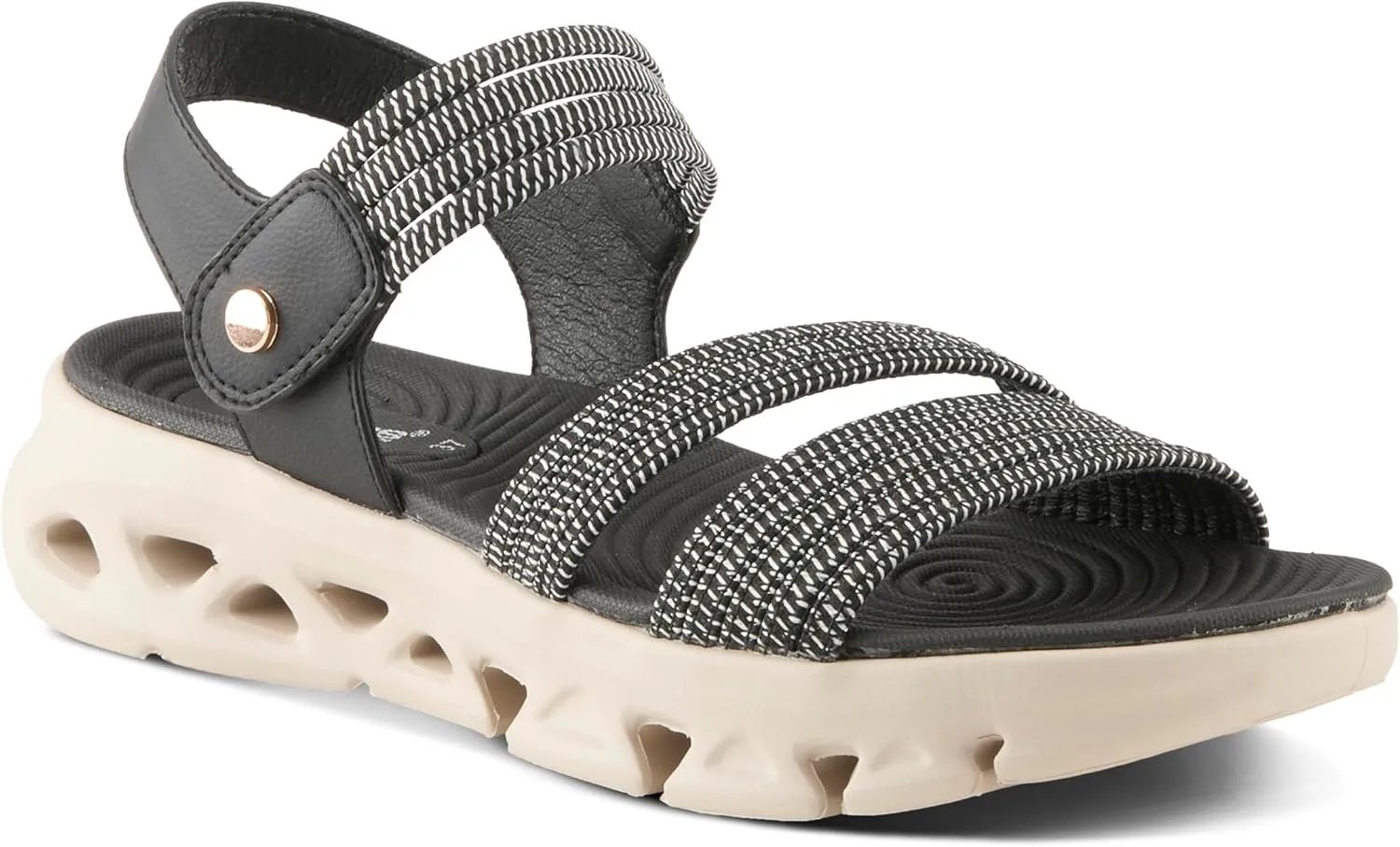 Flexus Women's GARLINA Ankle Strap Wedge Sandals  Adjustable Hook-and-Loop Closure with Anatomic Footbed and Sporty Outsole