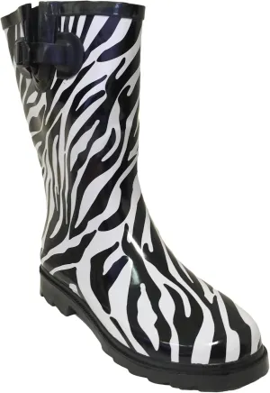 G4U Women's Rain Boots Multiple Styles Color Rubber Mid Calf Buckle Waterproof Wellies Short Snow Shoes