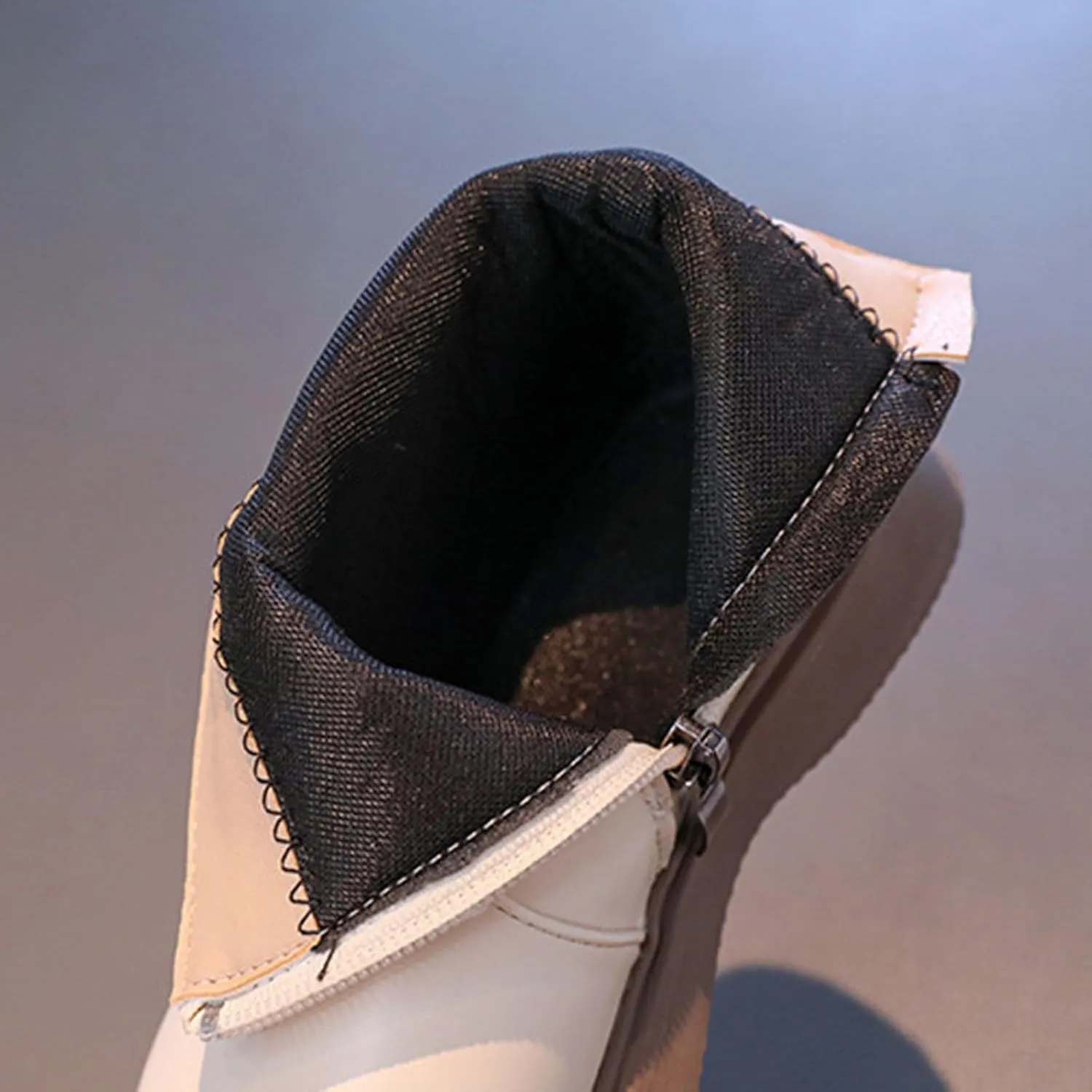 Girl Leather Ankle Boots Side Zipper Low Calf Boots Sort Thick Sole Non Slip Boots Winter Casual Walking Boots